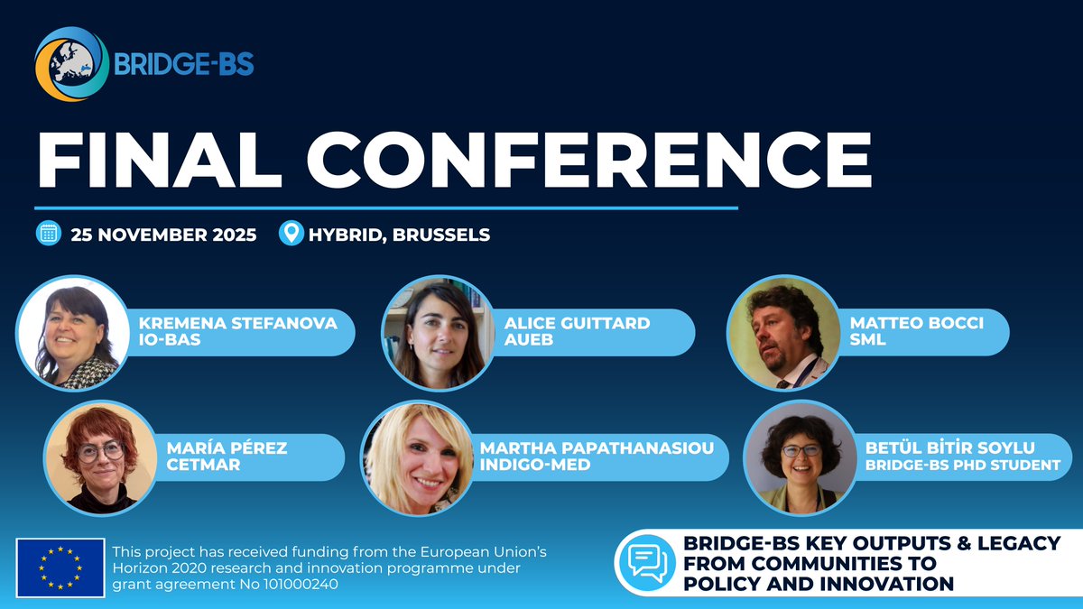 Get ready to explore #BRIDGEBS outputs and impact, ranging from communities to policy and innovation at the Final Conference!

From novel technologies to capacity building and policy, experts will highlight how the project’s impact will carry forward.

🔗docs.google.com/forms/d/e/1FAI…