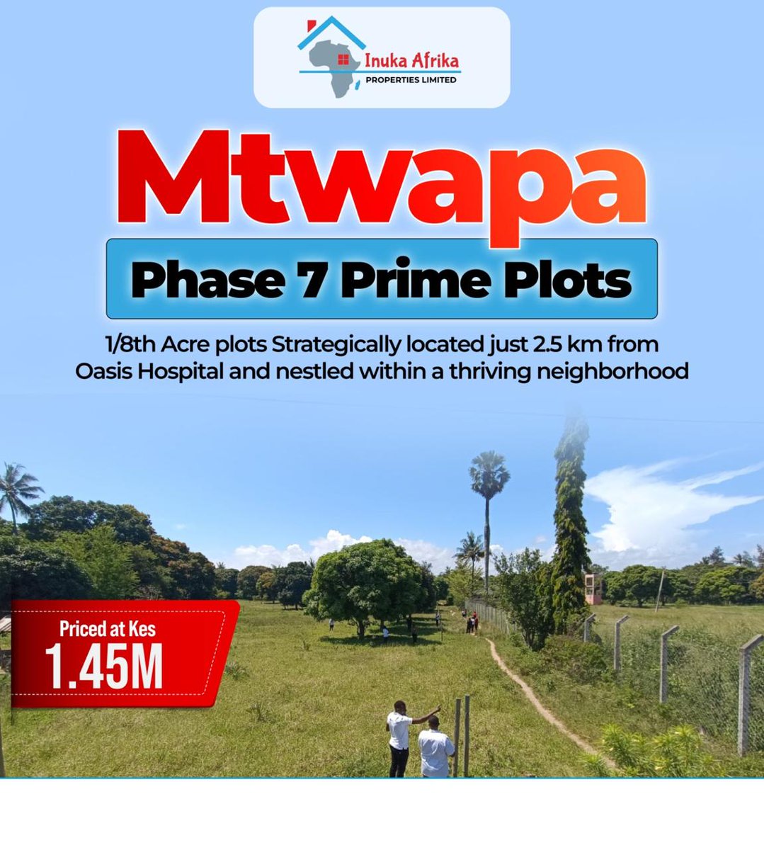 lilmissariess's tweet image. Mtwapa plots with ready titles 
About 2.5km from Oasis Hospital
Going for 1,450,000, Deposit is 500,000 balance payable in 12 months
Next to Kwetu &amp;amp; Peacock Hotels 
Close to Ndonya Police Station
Near St. Bernadette School and Good life Orphanage