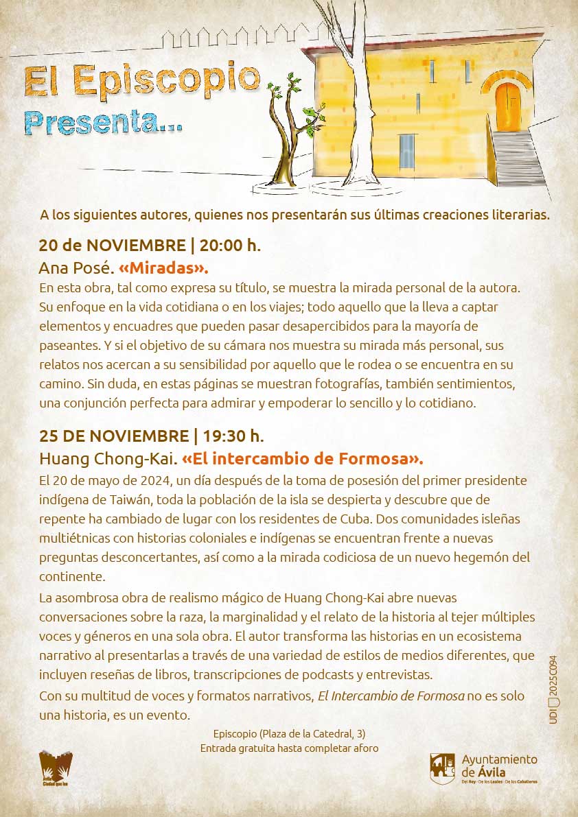 Ana Pose nos presenta este jueves 20 de noviembre, a las 20:00 horas en el Episcopio, su obra "Miradas".
avila.es/component/k2/i…