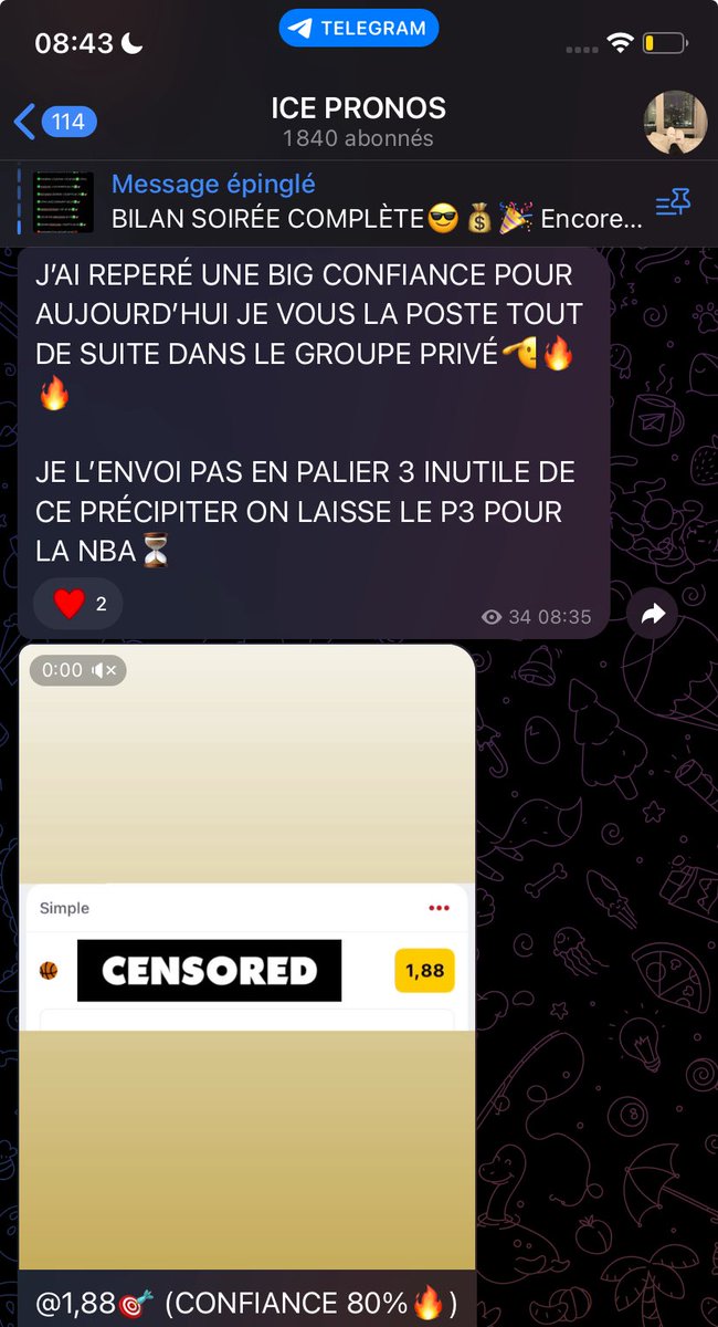 Les gars en attendant le palier 3 NBA de ce soir, je vous ai posté une big confiance dans le groupe privé pour aujourd’hui🫡