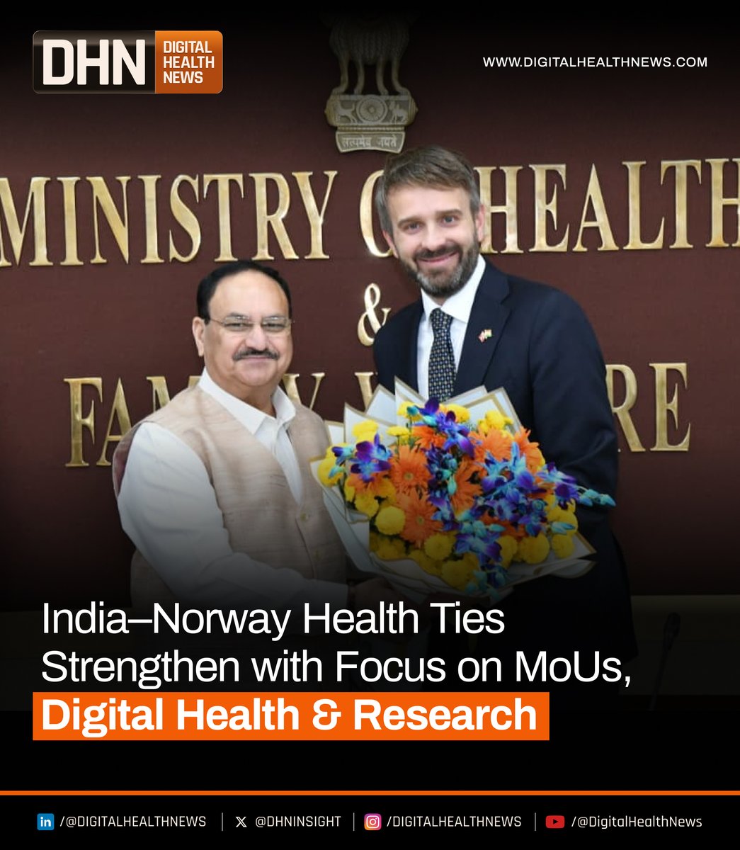 𝐍𝐚𝐝𝐝𝐚, 𝐆𝐨𝐲𝐚𝐥 𝐇𝐨𝐥𝐝 𝐓𝐚𝐥𝐤𝐬 𝐰𝐢𝐭𝐡 𝐍𝐨𝐫𝐰𝐚𝐲’𝐬 𝐇𝐞𝐚𝐥𝐭𝐡 𝐌𝐢𝐧𝐢𝐬𝐭𝐞𝐫, 𝐅𝐨𝐜𝐮𝐬 𝐨𝐧 𝐌𝐨𝐔𝐬, 𝐃𝐢𝐠𝐢𝐭𝐚𝐥 𝐇𝐞𝐚𝐥𝐭𝐡 &amp; 𝐑𝐞𝐬𝐞𝐚𝐫𝐜𝐡

Norwegian Health Minister Jan Christian Vestre met Union Health Minister J P Nadda and Commerce Minister