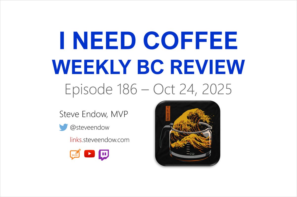 steveendow's tweet image. New podcast is available!

I Need Coffee: Episode 186 - Oct 24, 2025

podcast.steveendow.com #MSDyn365BC