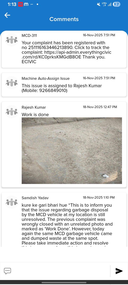 SumitKumar28837's tweet photo. My earlier MCD complaint was wrongly closed with an unrelated photo. The garbage vehicle is still dumping waste at the same spot even today. Please take proper action
@MCD_Delhi
@DelhiComplaint @LtGovDelhi https://t.co/PnzRRDJ6m5