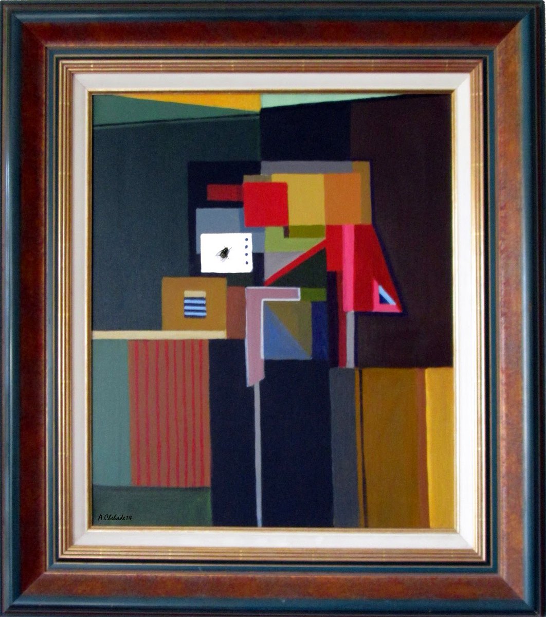 ChehadeAssaad's tweet image. The emergence of clichés and slogans, especially religious emotion, disrupts thought and transforms all followers into hostages.

-Detail of a deferred dream around a fly attracted. 2022. Acrylic on canvas.