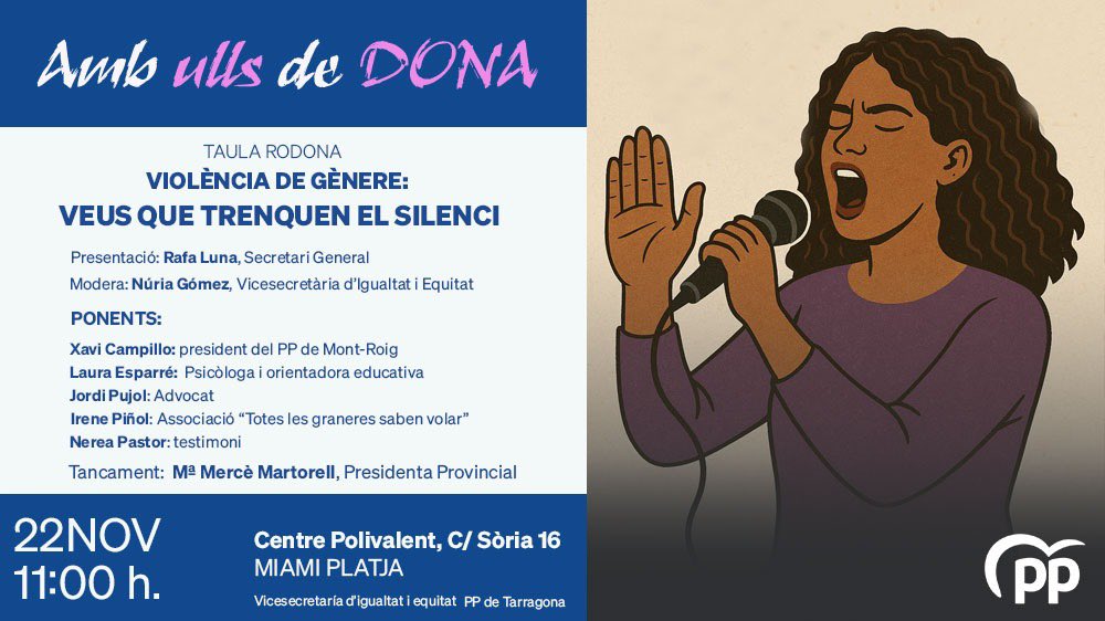 “Contra la violència de gènere, veus que trenquen el silenci”
#feminismebenentes #ambveudecentredreta