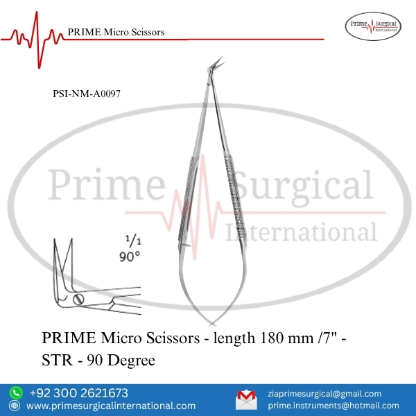 Aqsaprime230's tweet image. PRIME Surgical – Zia | Micro Scissors 90° ✂️
 Code: PSI-NM-A0097 | 180 mm / 7″ – STR (90°)
Designed for sharp, controlled cutting in deep angles with maximum precision.
📧 zia@primesurgicalinternational.com
🌐 primesurgicalinternational.com
#MicroScissors #PrimeSurgical #ZiaPrime