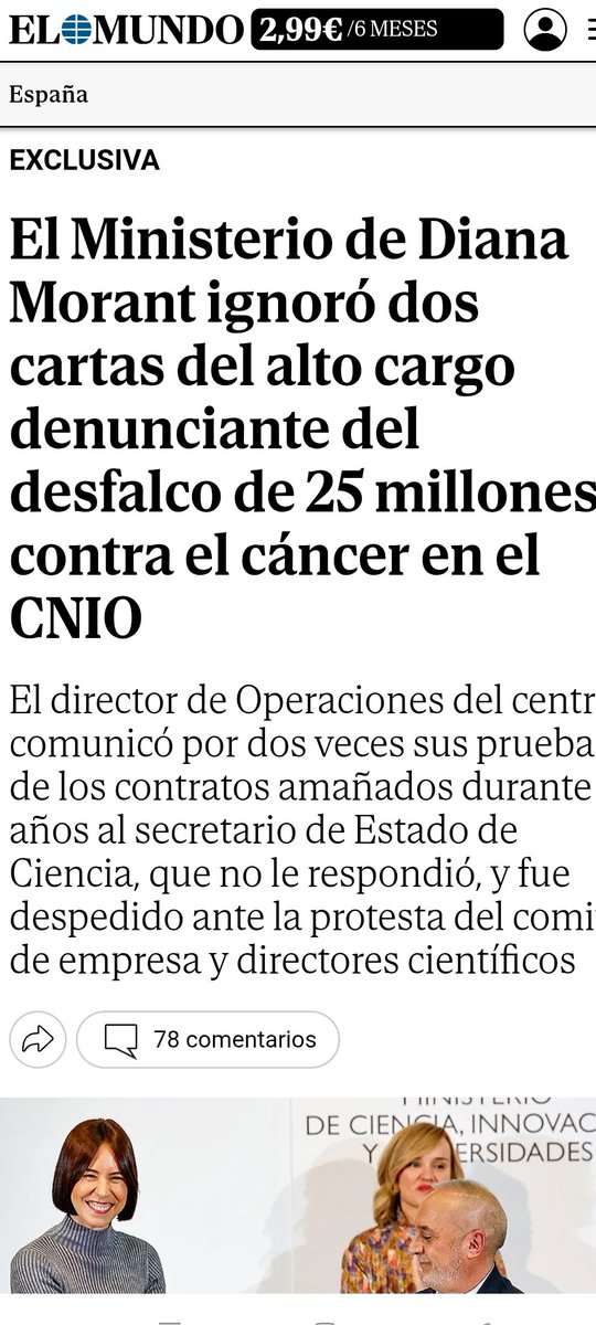 Diana Morant no sabe, no contesta.

No contestó a las llamadas de Gan Pampols para trabajar en la reconstrucción de la Dana.

Ignoró las cartas que avisaban del desfalco en la investigación contra el cáncer a su Ministerio.

elmundo.es/espana/2025/11… vía <a href="/elmundoes/">EL MUNDO</a>