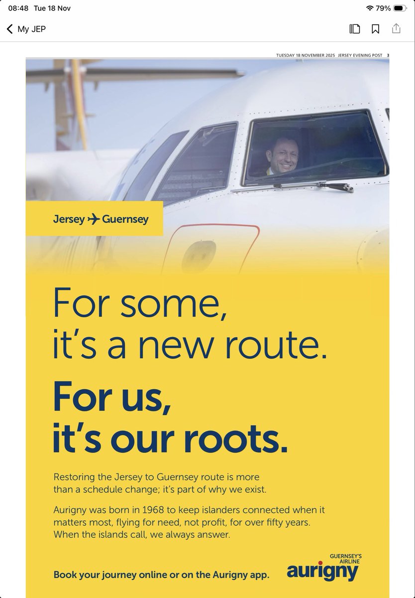 Aurigny impressively on the front foot here with this <a href="/JEPnews/">jepnews</a> full page ad today.