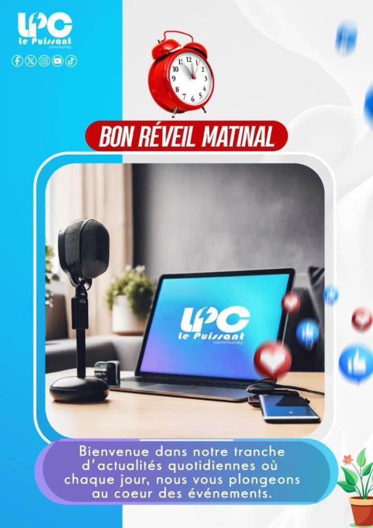 ⏰ BON RÊVEIL MATINAL 

VOICI LES GRANDES LIGNES D'ACTUALITES DE CE MATIN MARDI 18 NOVEMBRE 2025 :

#RDC: Un avion affrété transportant le ministre des Mines de la RDC, Louis Watum Kabamba, et une vingtaine de collaborateurs a dérapé à l’atterrissage à l’aéroport de Kolwezi, puis