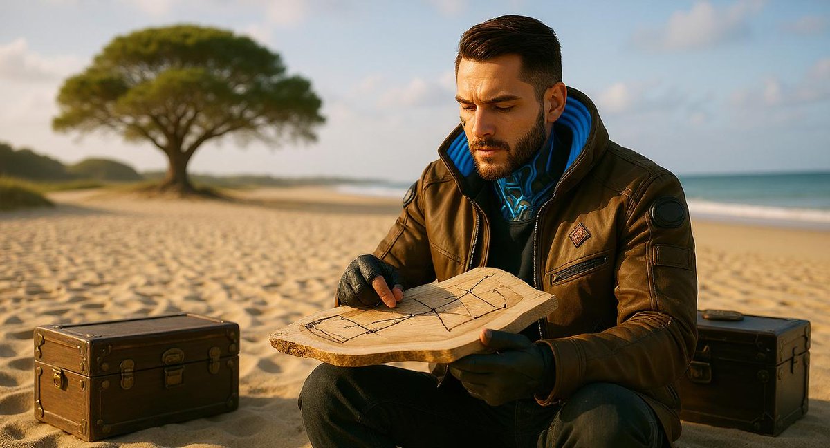 TheSphereWatch's tweet photo. Alan sits in quiet reflection, his finger tracing the crude, hand-inscribed lines on his new driftwood star chart. He analyzes the accuracy of his work, a portable key to the celestial puzzle, now ready for the coming night. https://t.co/oeXcM4SgsK