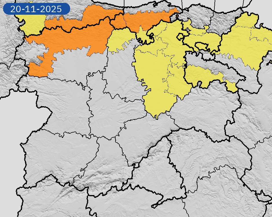 18/11 11:36 AVISOS PASADO MAÑANA | Castilla y León: nevadas. Nivel máximo de aviso: naranja.
Actualizaciones en aemet.es/es/eltiempo/pr…
