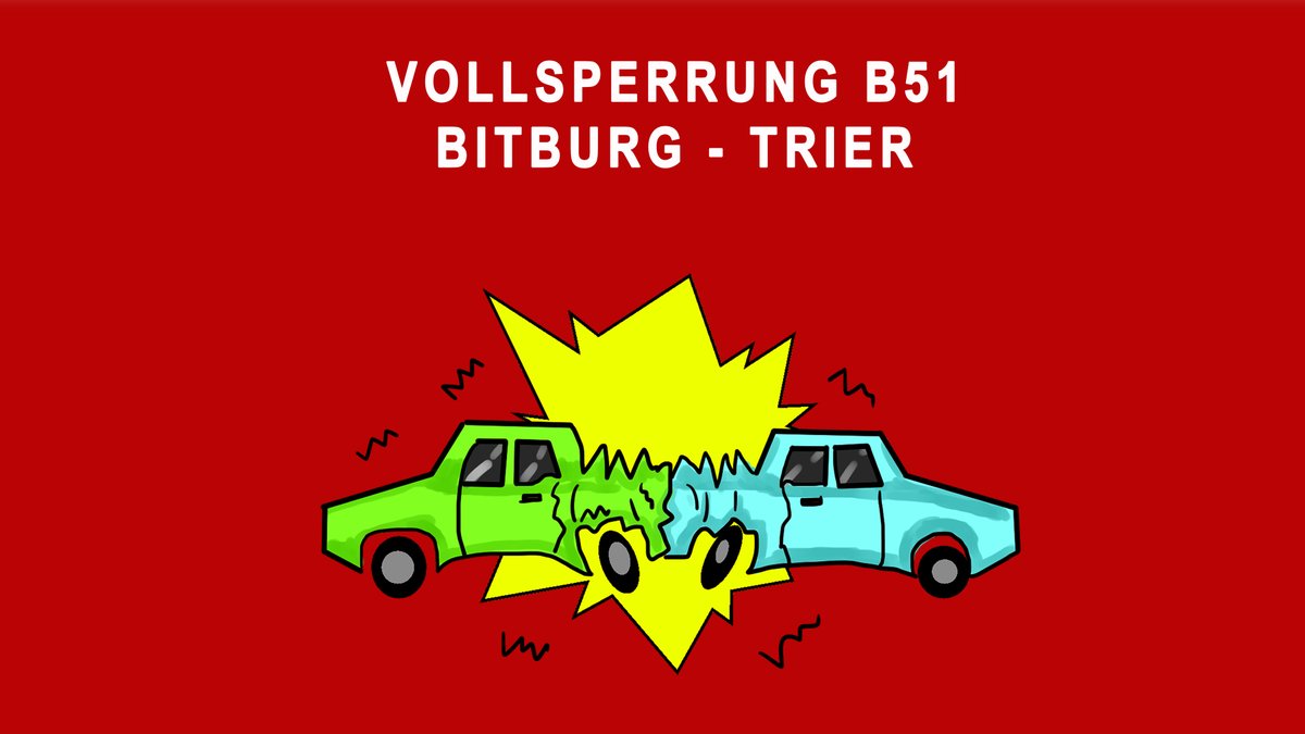 ACHTUNG – VOLLSPERRUNG DER B51 BITBURG-TRIER – HÖHE WINDMÜHLE
Folgende Polizeimeldung vom Polizeipräsidium Trier liegt uns vor: "Heute Morgen, gegen 9:40 Uhr, ereignete sich auf der B51 zwischen Trier und Bitburg, in Höhe Windmühle, ein schwerer Verkehrsunfall zwischen einem LKW