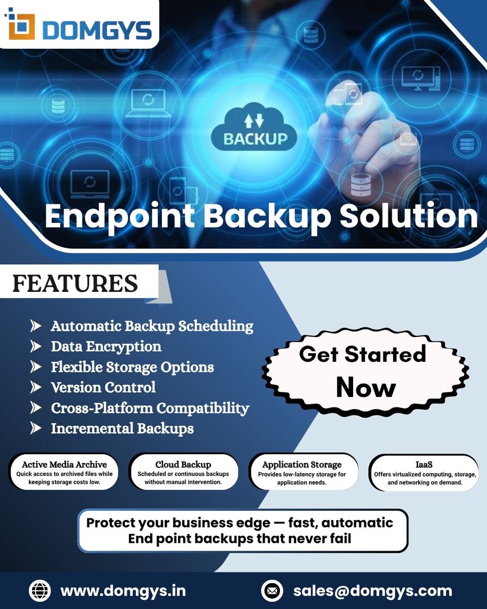 domgys's tweet image. Secure every endpoint effortlessly. #Domgys delivers automated, encrypted backups so your business never loses important data.
Let&apos;s connect with us at sales@domgys.com
visit: domgys.in

#BackupSolutions #Endpointbackup2025 #PCBackup #DataProtection #CyberSecurity