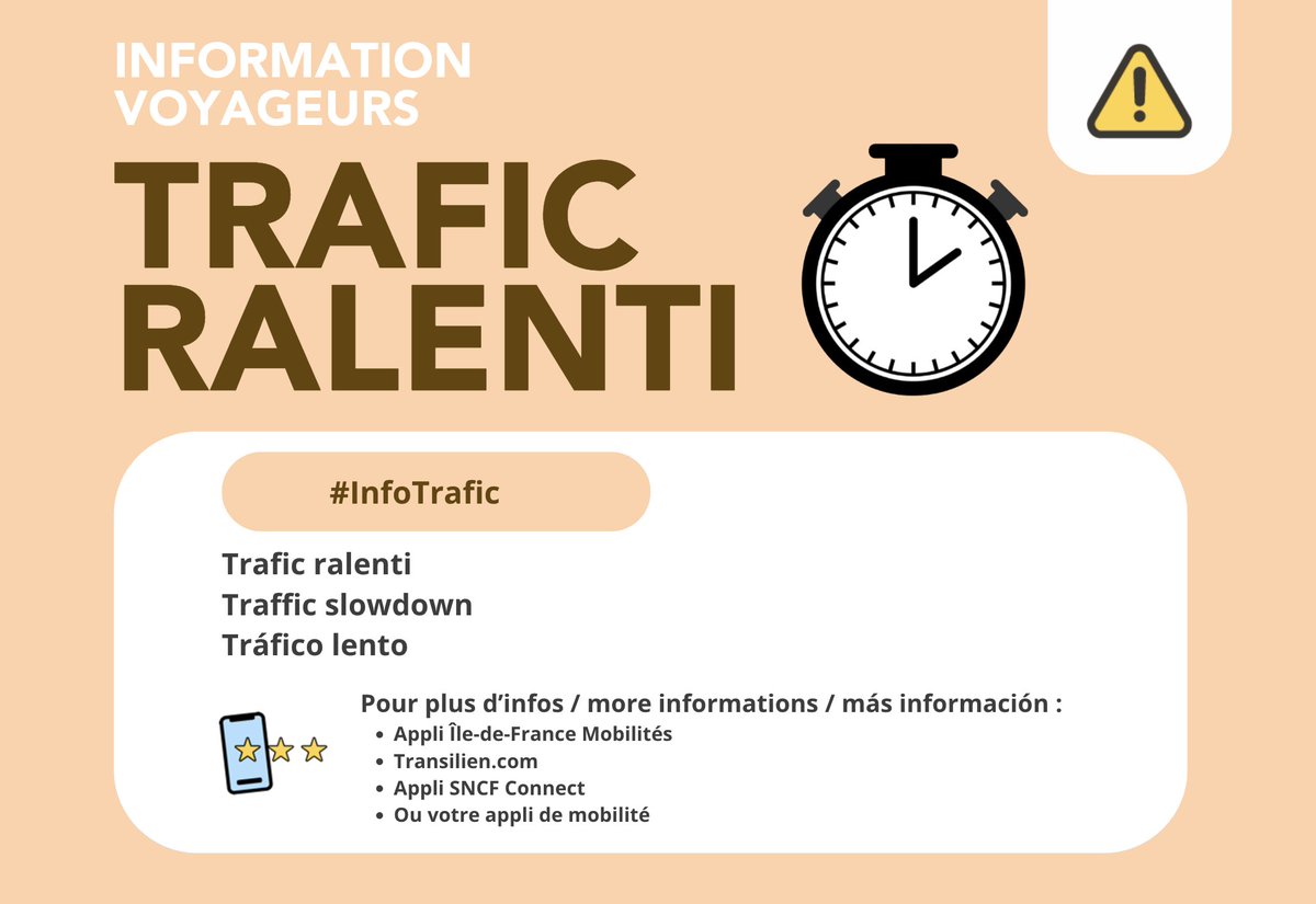 LIGNEP_SNCF's tweet image. 🔶#Infotrafic #LigneP

Le trafic est ralenti entre Paris Est et Provins dans les 2 sens.

Motif : panne d&apos;un passage à niveau aux abords de Verneuil-l&apos;Etang