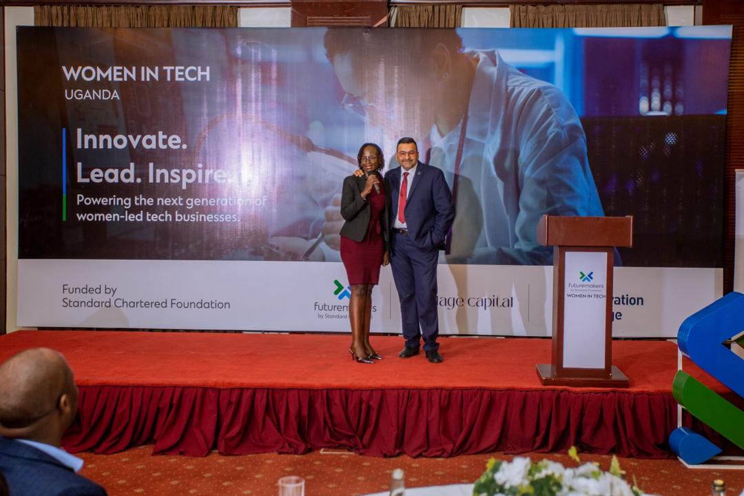 TheVillageUG's tweet image. &quot;Today is a proud moment for all of us at @StanChartUGA and every #WomaninTech who dared to dream, innovate &amp;amp; turn an idea into something that can truly change lives. I congratulate all of you especially  the winners of the $10,000 catalytic fund to boost their growth&quot; @srughani