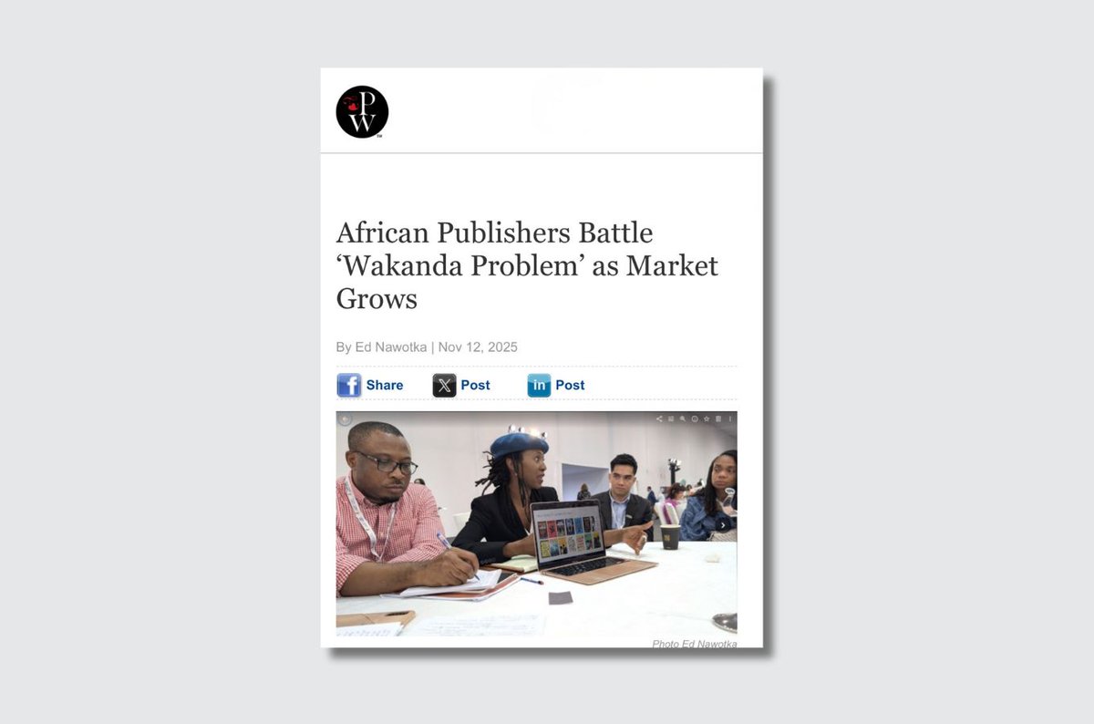 Publishers Weekly spotlights African publishing at Sharjah Conference, feat. Dr. Ainehi Edoro and <a href="/NarrativeLscape/">Narrative Landscape Press</a>'s Eghosa Imasuen on local-first publishing, cross-border rights sharing, and Africa's growing literary independence <a href="/PW_Deals/">PW_Deals</a> <a href="/eimasuen/">Eghosa Imasuen</a>
brittlepaper.com/2025/11/sharja/