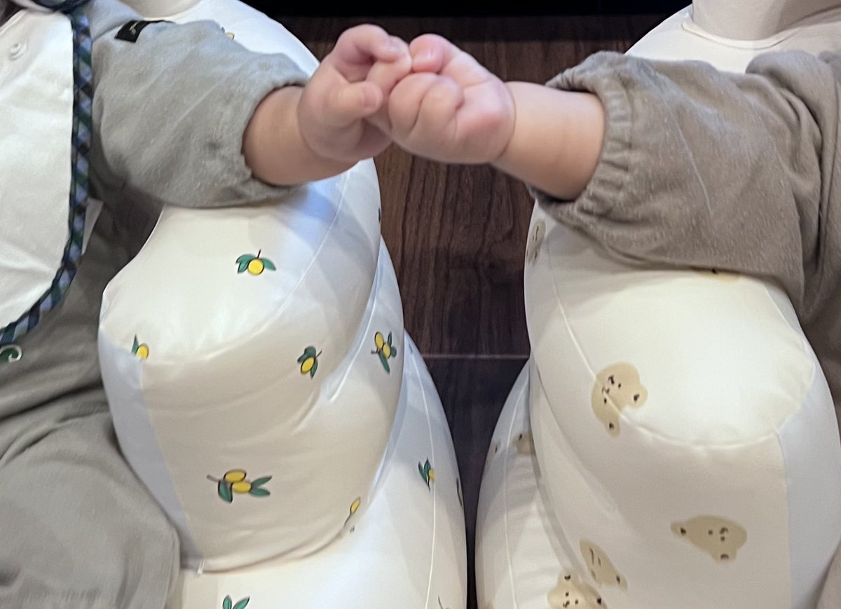 初めての離乳食。何かを察したのか協力プレイで乗り切ろうとしてました。