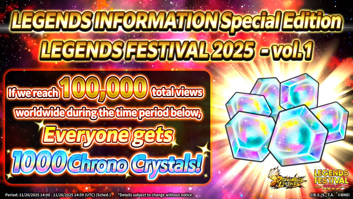 DB_Legends's tweet image. ◤Premieres 11/20 14:00 (UTC)!◢

Get 1K CCs if LEGENDS INFORMATION Special Edition LEGENDS FESTIVAL 2025 - vol.1 gets 100K views worldwide!

Watch for the latest info!
Don't miss a second!

*URL to be shared on our official social media at a later date.

#DBLF2025
#DBLegends