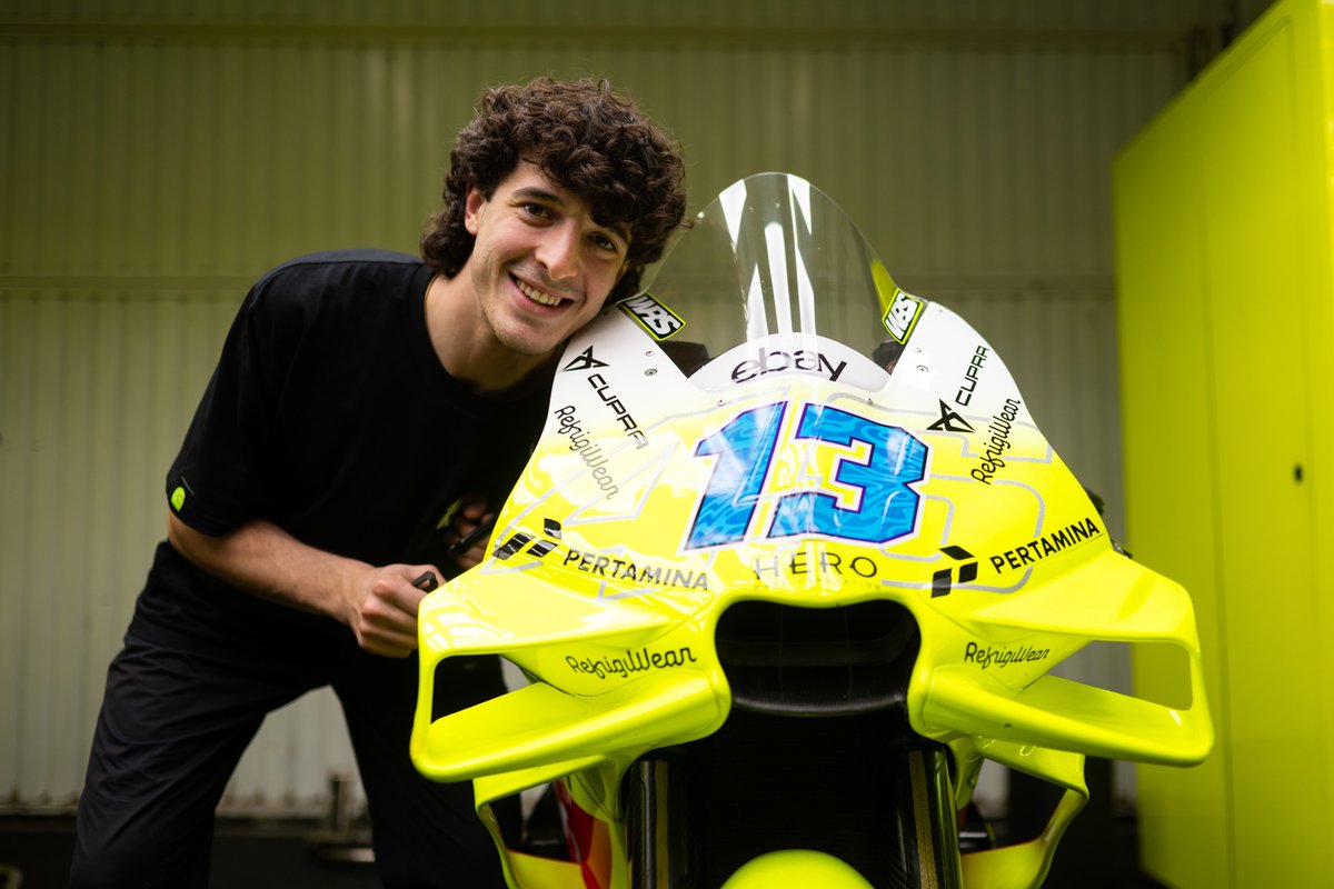 denkmit's tweet photo. Breaking news: Celestino Vietti will ride Franco Morbidelli's VR46 Ducati today! https://t.co/2Ua4dtDUh4