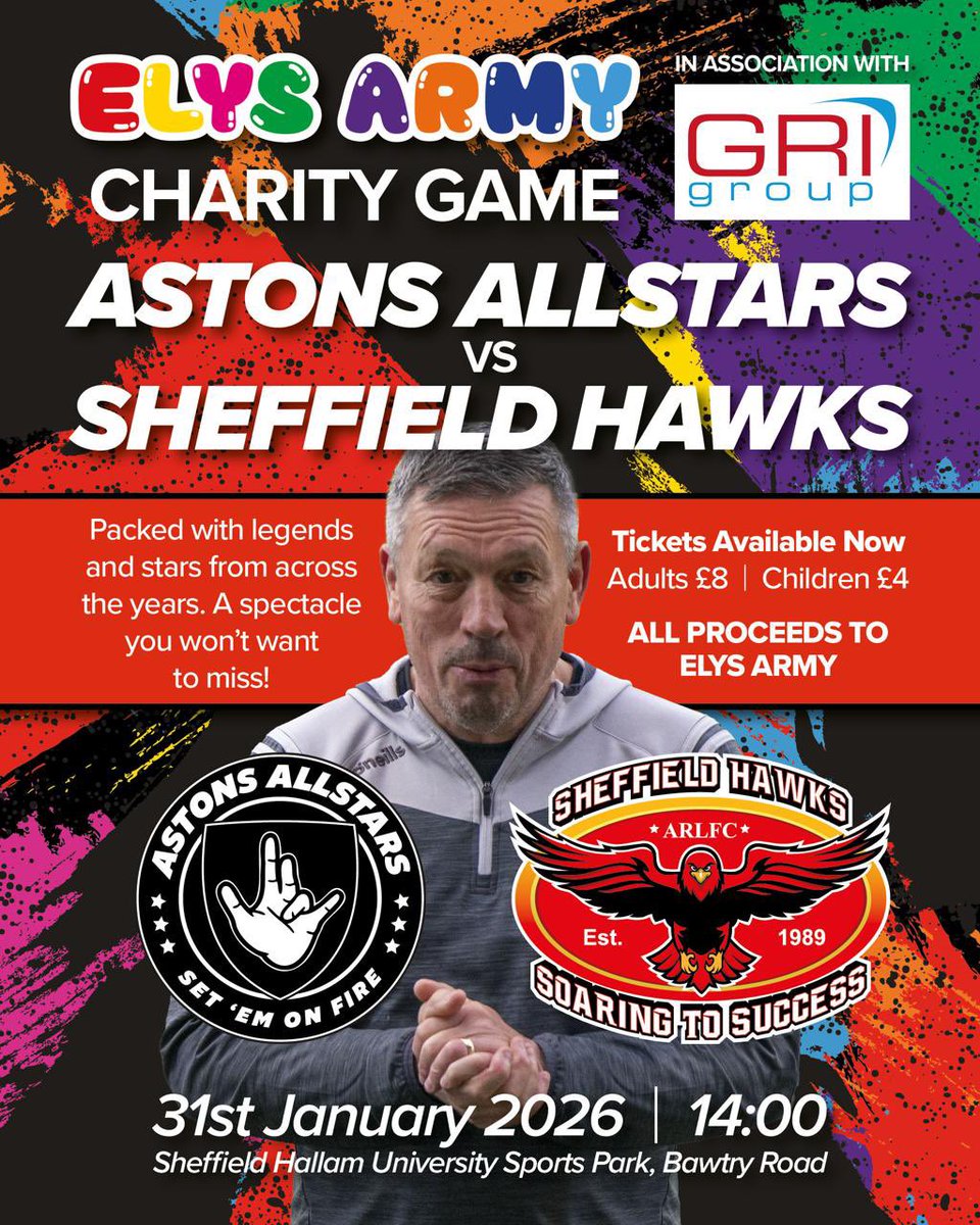 🏉 ONE NOT TO MISS! 🏉

31st January, the weekend marking two years since Ely’s passing, 

Mark Aston’s Allstars are lacing up their boots for one last run under the gaffer. 

👉 Get your tickets here: eventbrite.com/e/astons-allst…

#RugbyLeague #AstonsAllstars #MarkAston