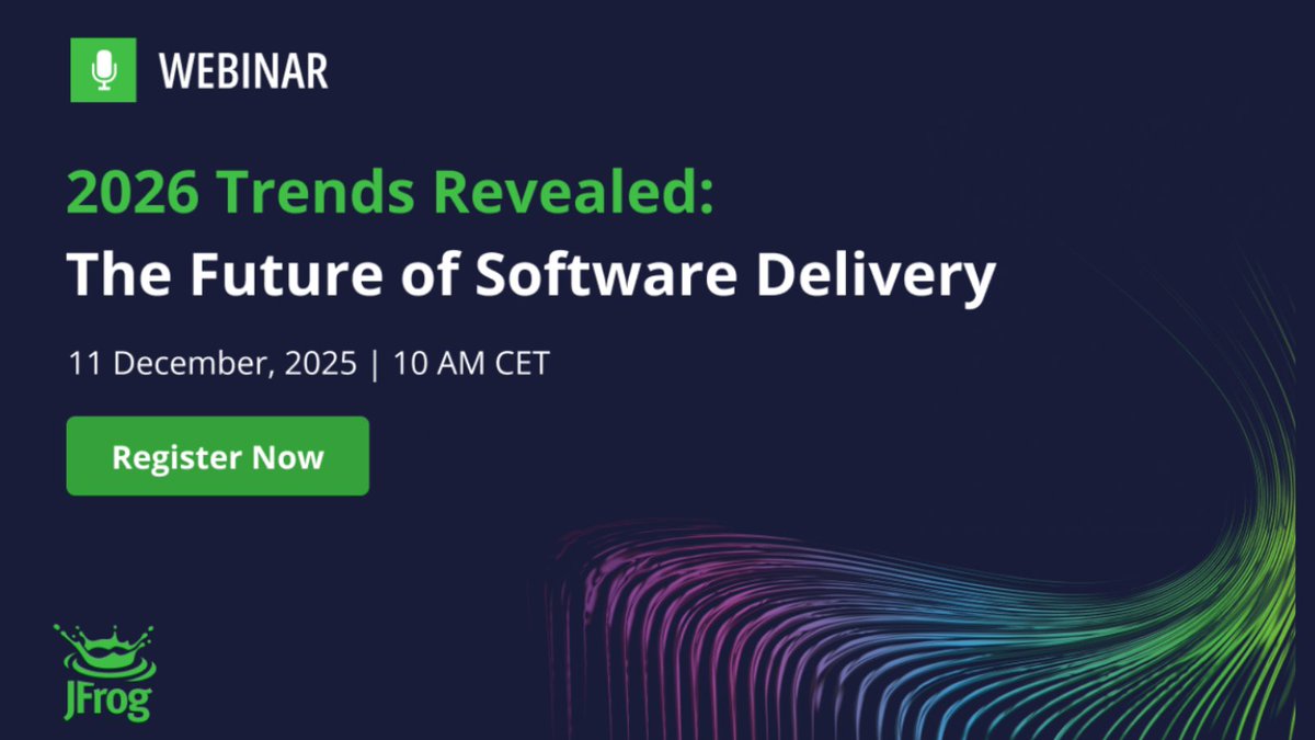 jfrog's tweet image. Walk away with a practical playbook for 2026 and learn how to govern the #AI gold rush in your #DevSecOps pipeline and overcome fragmented toolchains.

Join our technical experts on 11 December at 10am CET for an exclusive briefing on the future of software delivery.

Register…