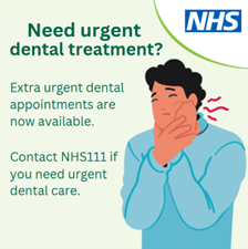nandwics's tweet image. 📢 Need to see a dentist urgently and don’t have a regular dentist? 🦷

Visit NHS111 or phone 111 if you need urgent dental care.

Find a list of conditions and other info 👉 ow.ly/pAWJ50XmnVC