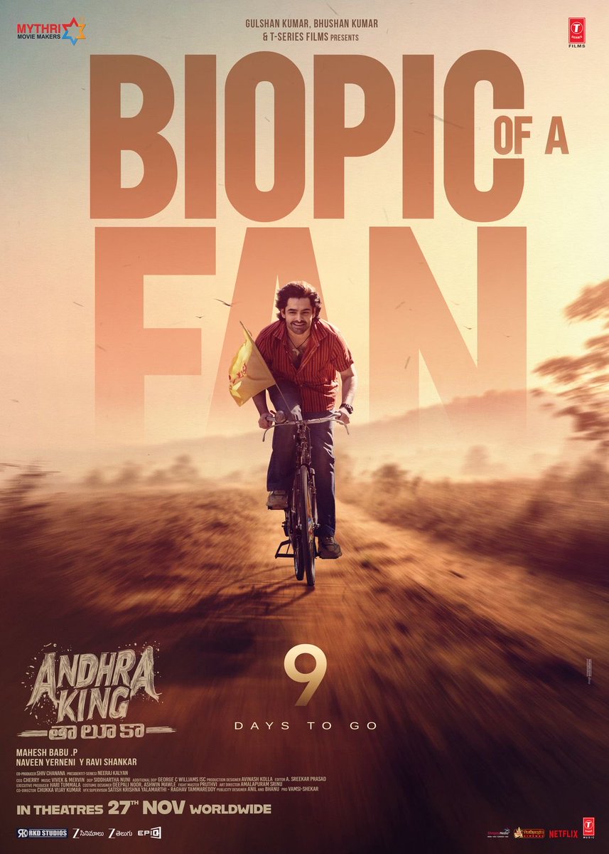 Tolly_BOXOFFICE's tweet photo. #AndhraKingTaluka - BIOPIC OF A FAN 😎

9️⃣ days to go 🎉

Trailer launch today 

⁦@ramsayz⁩ ⁦@MythriOfficial⁩ https://t.co/4nmO6sVYD2