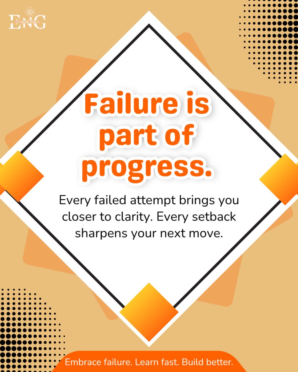 eng_network_gb's tweet image. Failure isn’t the opposite of success. It shapes it. Every broken code or failed deployment teaches you something perfection can’t. If you’re failing, you’re trying. That counts. What advice would you share with engineers figuring things out?
 #TheEngineerNetwork