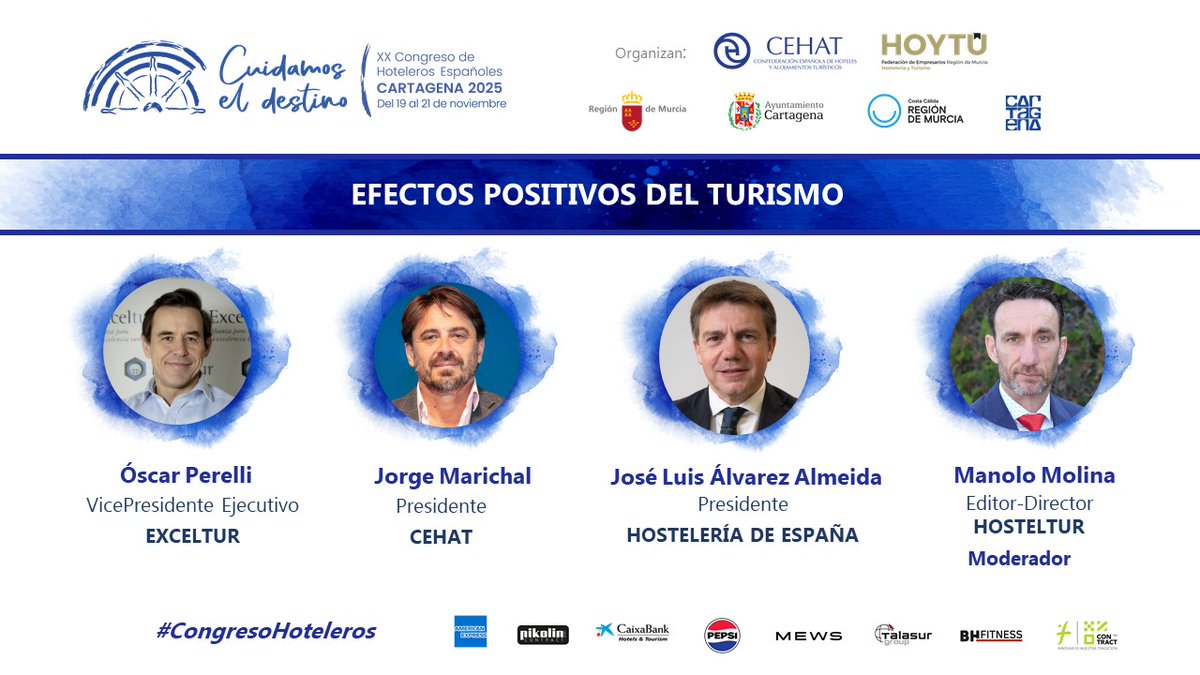 CEHATes's tweet image. 📢 ¡Llegó la semana del #CongresoHoteleros!

#Cartagena acogerá un programa lleno de ponencias, debates y actividades. Entre ellas, la mesa “Efectos positivos del #turismo”, con @JoseAlmeida20, @CEHEhosteleria, #Exceltur, #CEHAT y  @ManoloMolinaEsp 

🔗 congresohoteleros.com