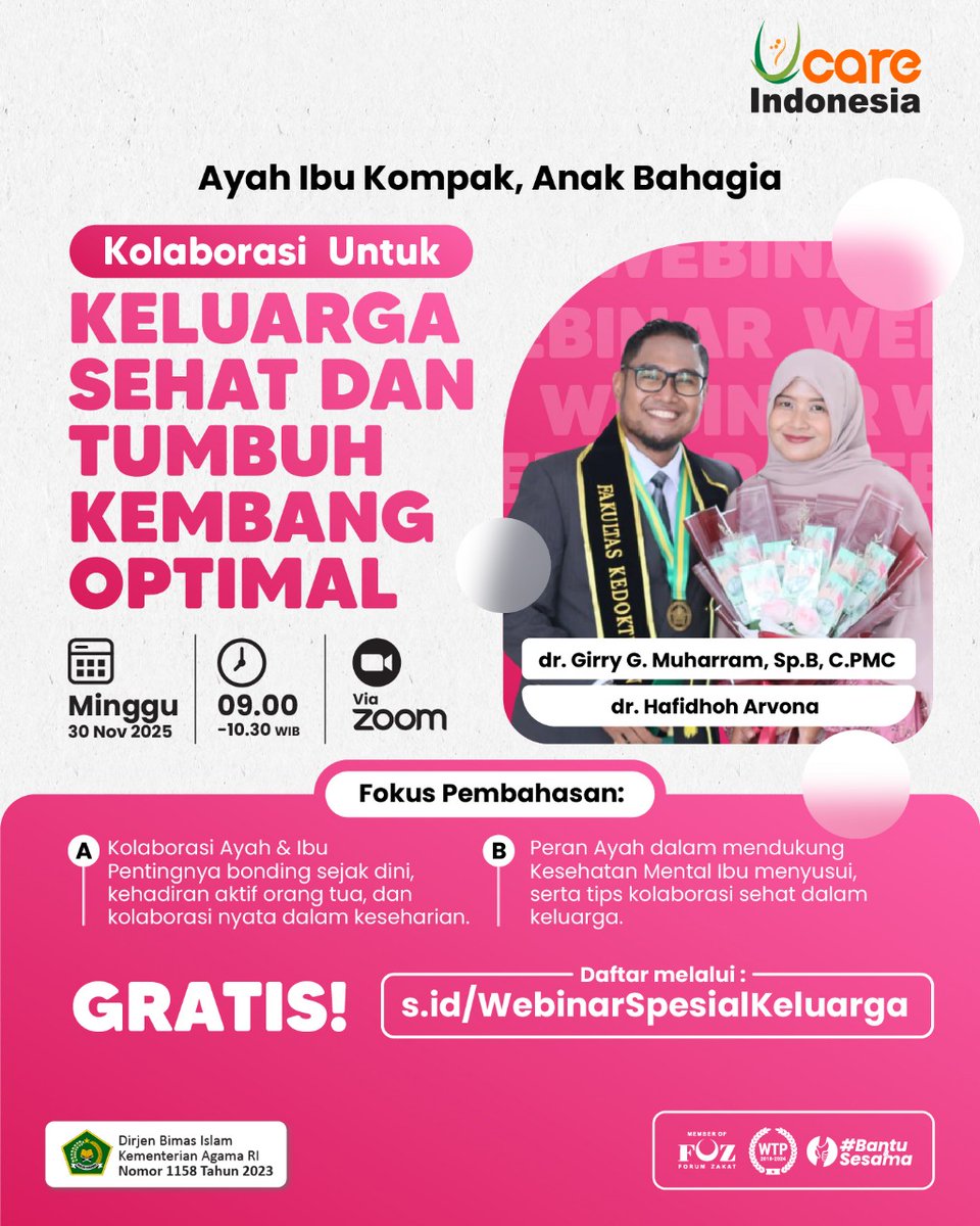 laz_ucare's tweet photo. Halo para orang tua hebat! 👋
Webinar terbuka buat Ayah &amp; Ibu yang ingin belajar mengenai kolaborasi sejak dini dan peran Ayah dalam keberhasilan menyusui dan kesehatan mental Ibu💚

📅 30 Nov | ⏰ 09.00 WIB | 💻 Zoom https://t.co/b54P8C4MAA