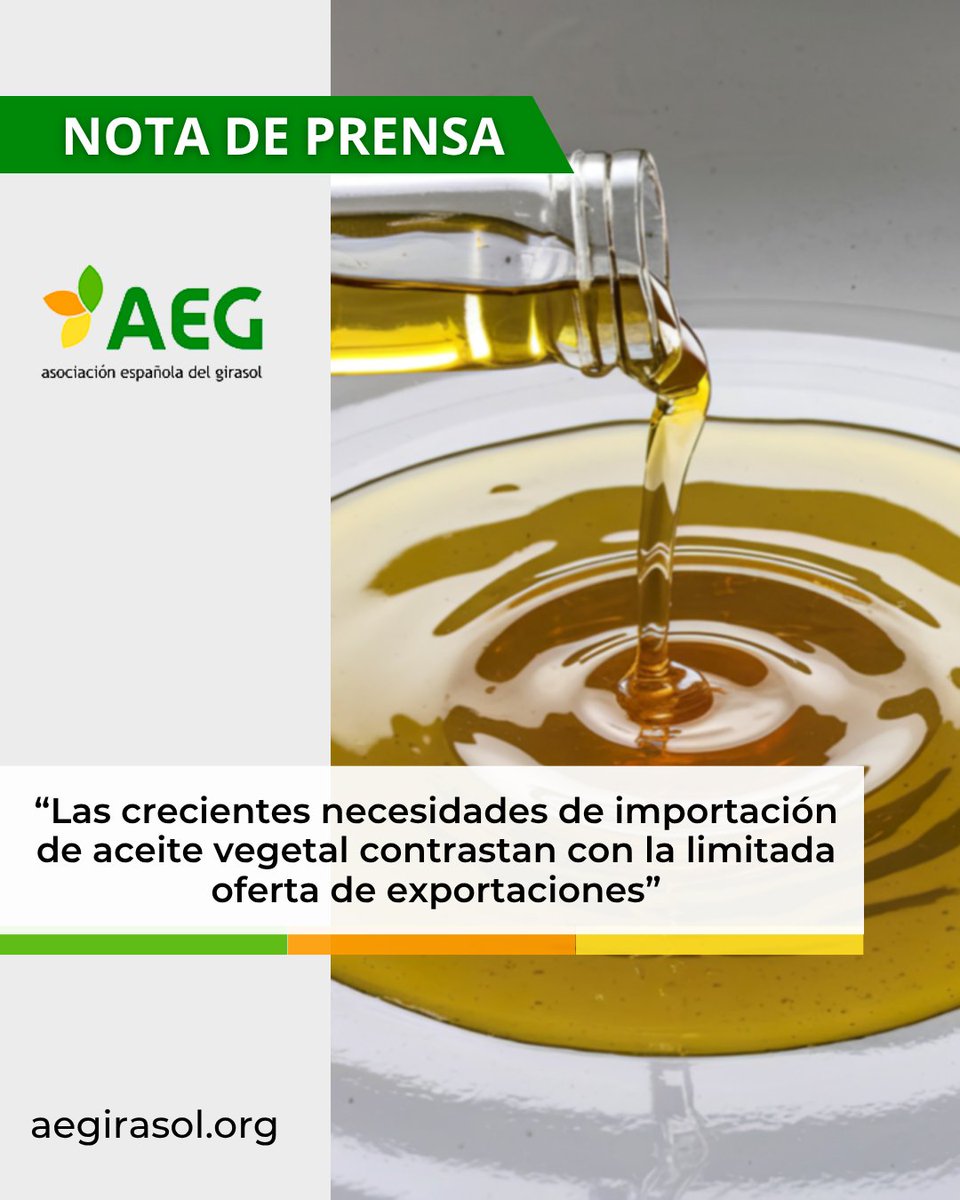 ¡¡Ya disponible la última nota de prensa!!

📣 Las crecientes necesidades de importación de aceite vegetal contrastan con la limitada oferta de exportaciones.

🔔 Nota de prensa entera en 📲 aegirasol.org o en el enlace ➡️ aegirasol.org/las-crecientes…