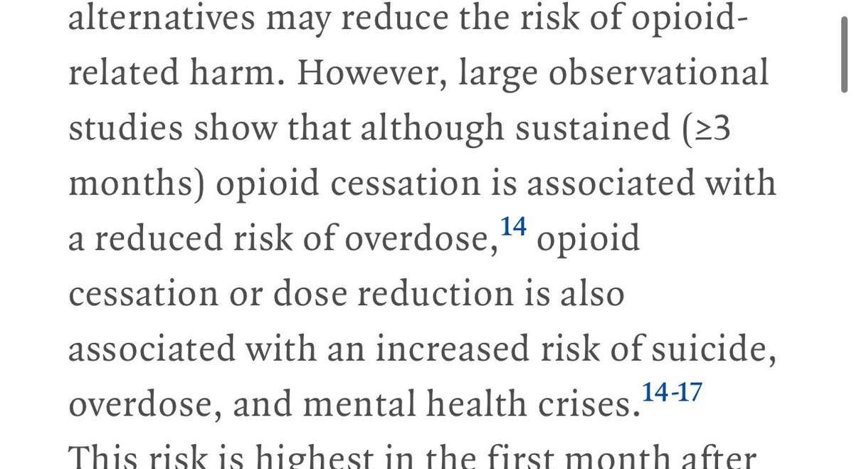 This disturbing review of opioid “deprescribing”  miscites scientific literature to drive an unsupported conclusion that tapering to zero is a path to safety, when the literature is a mix of harms and benefits 

Worse: I have no idea how <a href="/NEJM/">NEJM</a> editors allowed core medical ethics