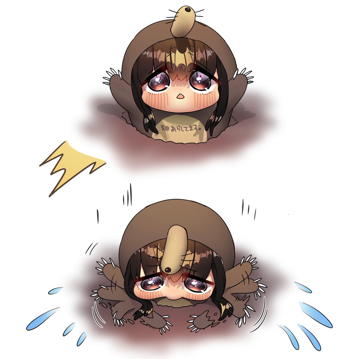 uryuuminene18's tweet image. 焦ってうまく土に潜れないもぐら