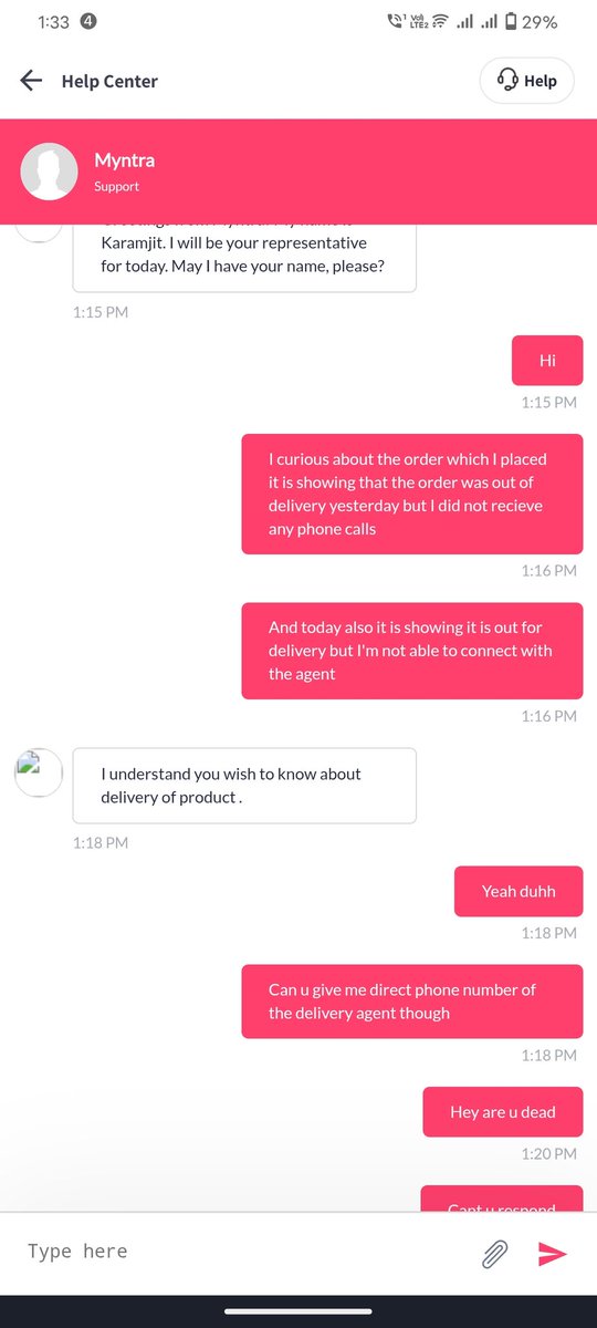 Rahu1606's tweet photo. @myntra this order is been in out of delivery status from 2 days now, did not recieve any calls form the agent yesterday even if it was EOd did not recieve any update , cant even connect to the agent and your Support is literally shit . This is my first time ordering , it is last https://t.co/SjTilAzPwQ