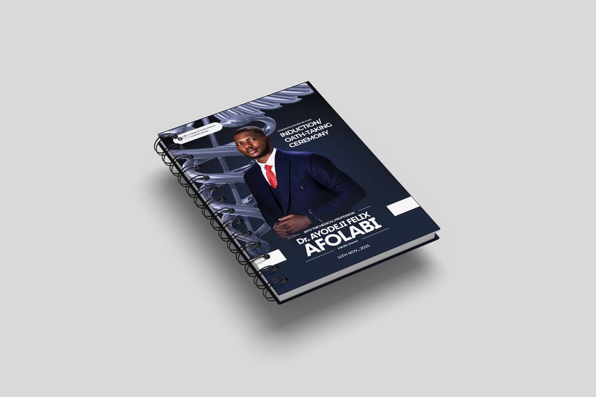 iStanDesign's tweet image. One more induction flyer and jotter design to wrap it all up.

Big congratulations to you, Doc @realDejifelix

It was indeed another chance to create something unforgettable.

The goal was simple, to design a quality visual that spoke class, clarity, and excellence.