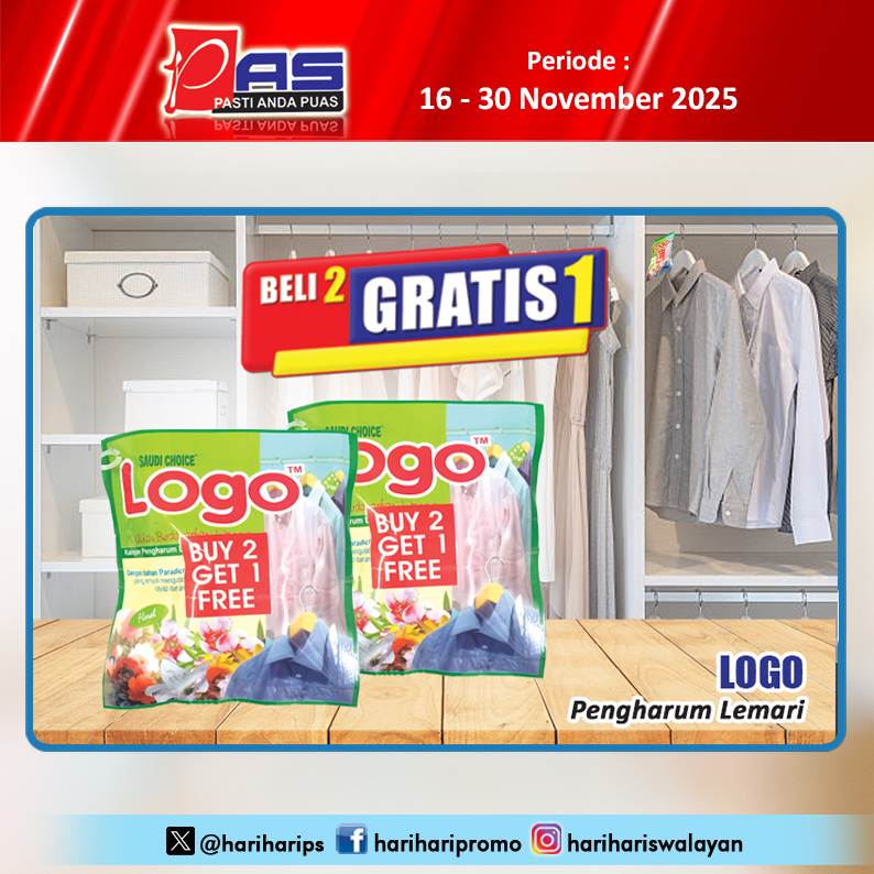 hariharips's tweet image. Promo PAS Beli 2 Gratis 1 Logo Pengharum Lemari, Periode 16-30 November 2025, Yuk Belanja.