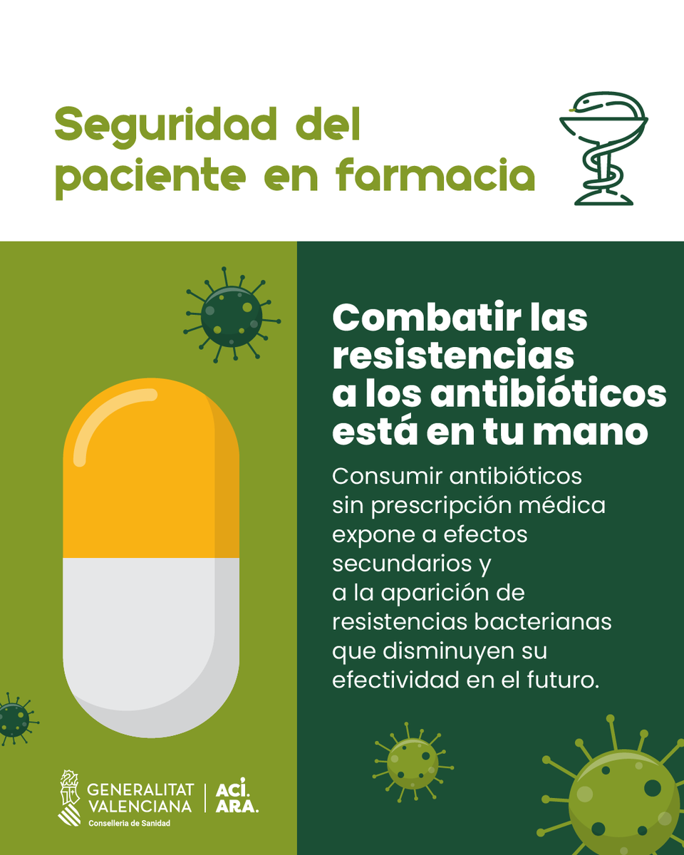 💊#DíaEuropeoDelUsoPrudenteDeLosAntibióticos

❗️El uso de antibióticos cuando no son necesarios, además de exponer a efectos secundarios innecesarios, disminuye su utilidad en el futuro

👨‍⚕️Tómalos solo cuando los indique un profesional y sigue la dosis y duración pautadas
