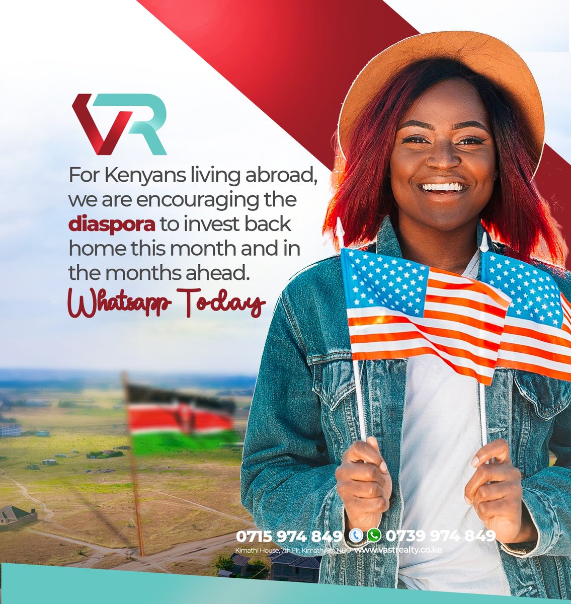 VastRealtyke's tweet image. To Our Diaspora based client we are encouraging you to invest back home.

Our transparent and seamless processes makes buying land in Kenya a smooth and satisfying experience.
📞 Call us on 0715 974849
vastrealty.co.ke
#kangundoroadplots #AffordableLand #OwnAPlot #diaspora