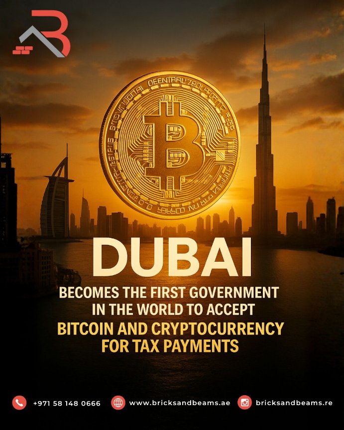 BricksBeams89's tweet photo. 🚀 Dubai Makes History — Again!
In a groundbreaking move that positions the UAE at the forefront of global financial innovation, Dubai has become the first government in the world to officially accept Bitcoin and cryptocurrencies for tax and government payments. https://t.co/XIt59d9Bro