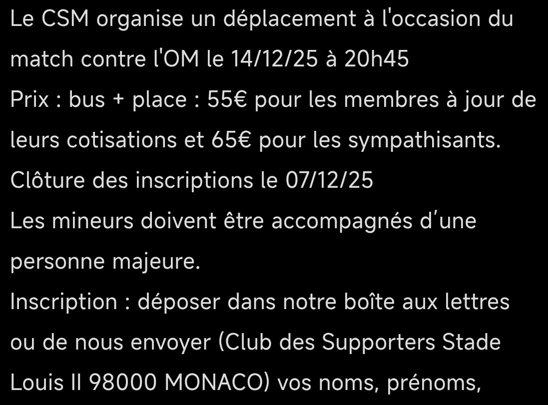 CSMonaco's tweet image. Rappel déplacement Marseille #OMASM #DagheMunegu #ASMonaco #Partouttoujours
