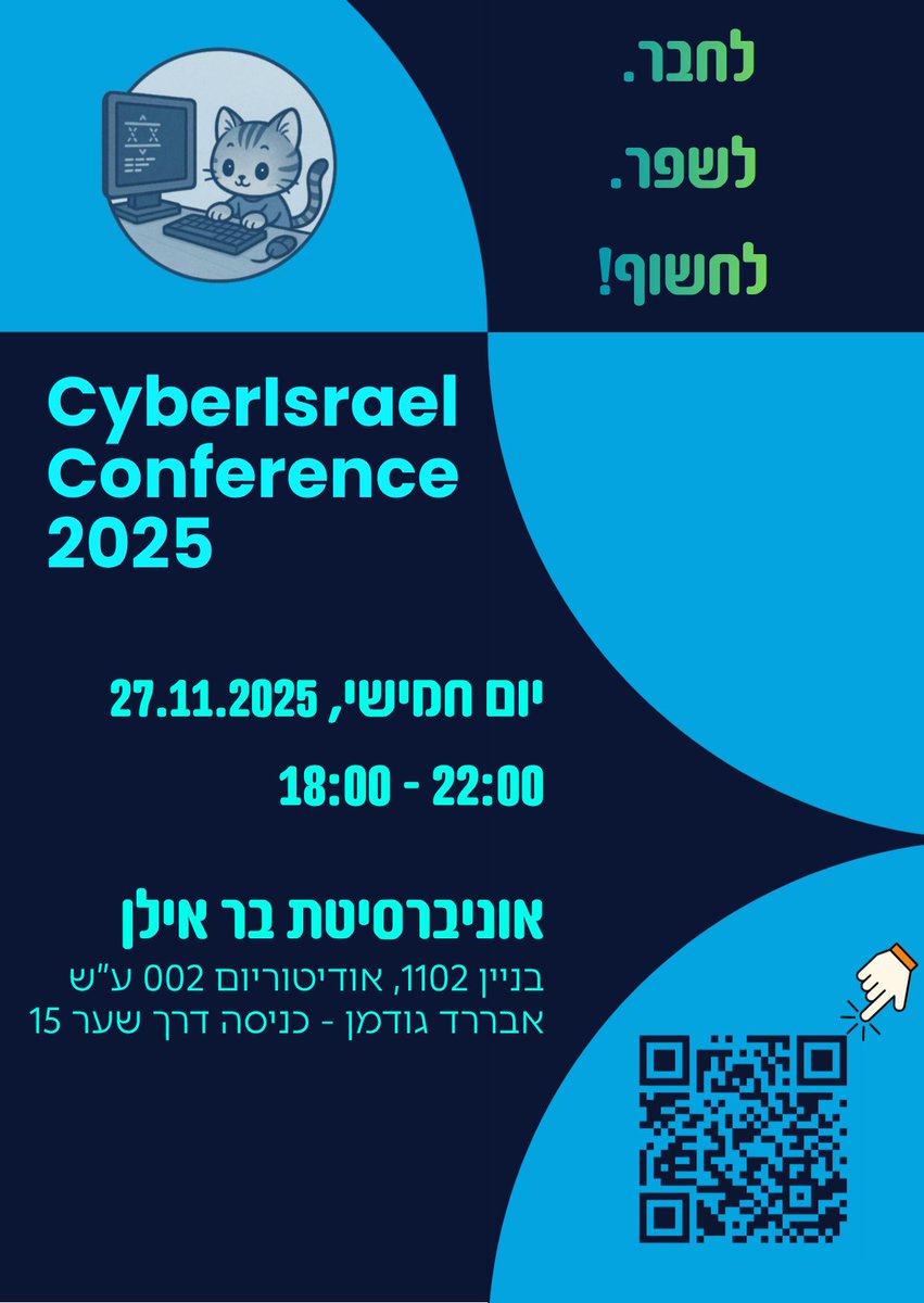 chenhshiri's tweet image. Excited to be speaking at the CyberIsrael conference at Bar-Ilan University and to share my research! Proud to be part of this growing community.

#CyberSecurity #AWS #KubernetesSecurity #CloudSecurity #BarIlan
