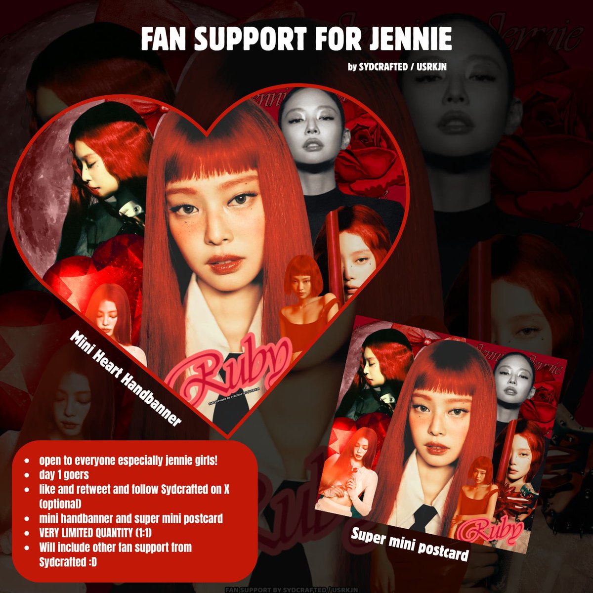usrkjn's tweet photo. FAN SUPPORT FOR JENNIE 💓

blackpink deadline in bulacan DAY 1
— fan support by: @sydcrafted / @usrkjn 
 
- strictly 1:1 / very limited quantity 
- like &amp; rt > follow @sydcrafted  (optional)
- see photo for more info
#DEADLINE_IN_BULACAN  #BLACKPINK_DEADLINE_TOUR_IN_BULACAN https://t.co/nj9iLG1SZe