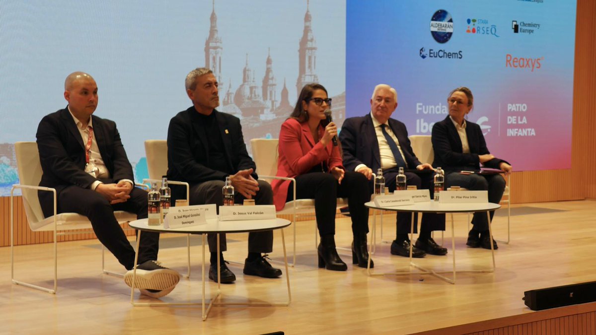 AragonCSIC's tweet photo. 🧑‍🏫La mesa redonda inaugural ha contado, además de con el investigador Jesús Val en nombre de la delegación aragonesa, con Miguel Ángel García (@zaragoza_es), Mª Pilar  Pina (@unizar), Carla Casadevall (@ICIQchem) y los investigadores José Miguel González y Juan Vicente Alegre https://t.co/tFGTshHY9H