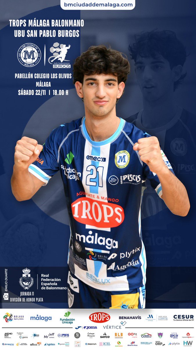 📣 ¡Afición, este sábado tenemos un partido importantísimo! Necesitamos tu apoyo. Te esperamos en el pabellón del Colegio Los Olivos (18:00 horas). 

⚔️<a href="/fTROPS/">TROPS</a> <a href="/BMCiudadDMalaga/">TROPS MÁLAGA BM.</a> 🆚 UBU San Pablo <a href="/BalonmanoBurgos/">Club Balonmano Burgos</a>. 

¡Vamos, Málaga! 
¡Vamos, equipo! 
🤾‍♀️ Vive la emoción del balonmano