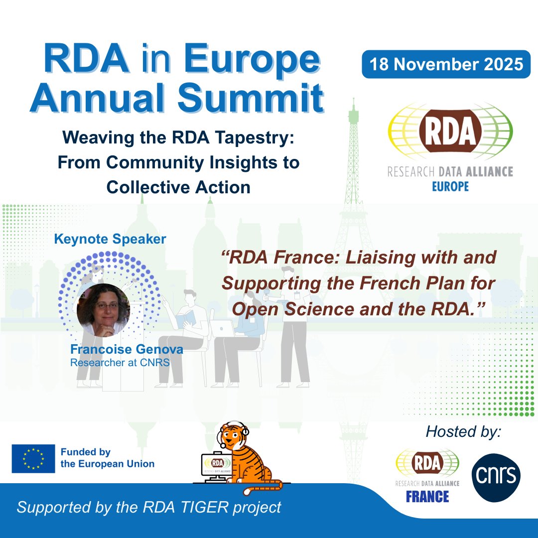 RDA_Europe's tweet image. 🎤 Don’t miss the opening keynote at the RDA Europe Annual Summit!  
🚀 RDA France: Liaising with and Supporting the French Plan for Open Science and the RDA 
🎥join us cnrs.zoom.us/webinar/regist… 

#RDA #OpenScience #FAIRdata #RDAFrance #RDAEurope #ResearchData #EOSC #RDACommunity