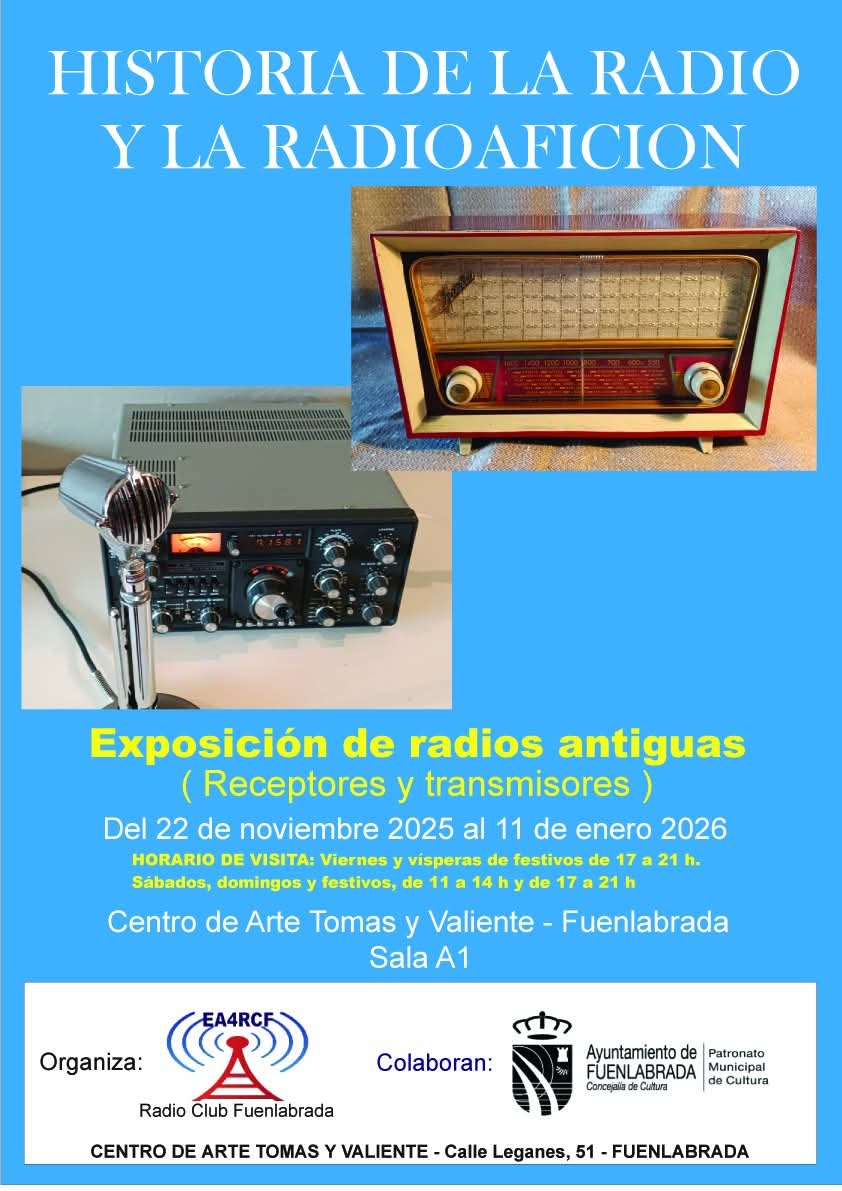 Proyecto4SA's tweet image. ℹExposición de radios antiguas 📻(receptores y transmisores)
📡Organiza : EA4RCF @ea4rcf
📡Colabora : @AytoFuenlabrada
📆22-11-25 a 11-01-26
📍Centro de Arte Tomás y Valiente Sala A 1 Fuenlabrada 
🔗ea4rcf@gmail.com 
#radioaficionados #radioaficion #EA4RCF