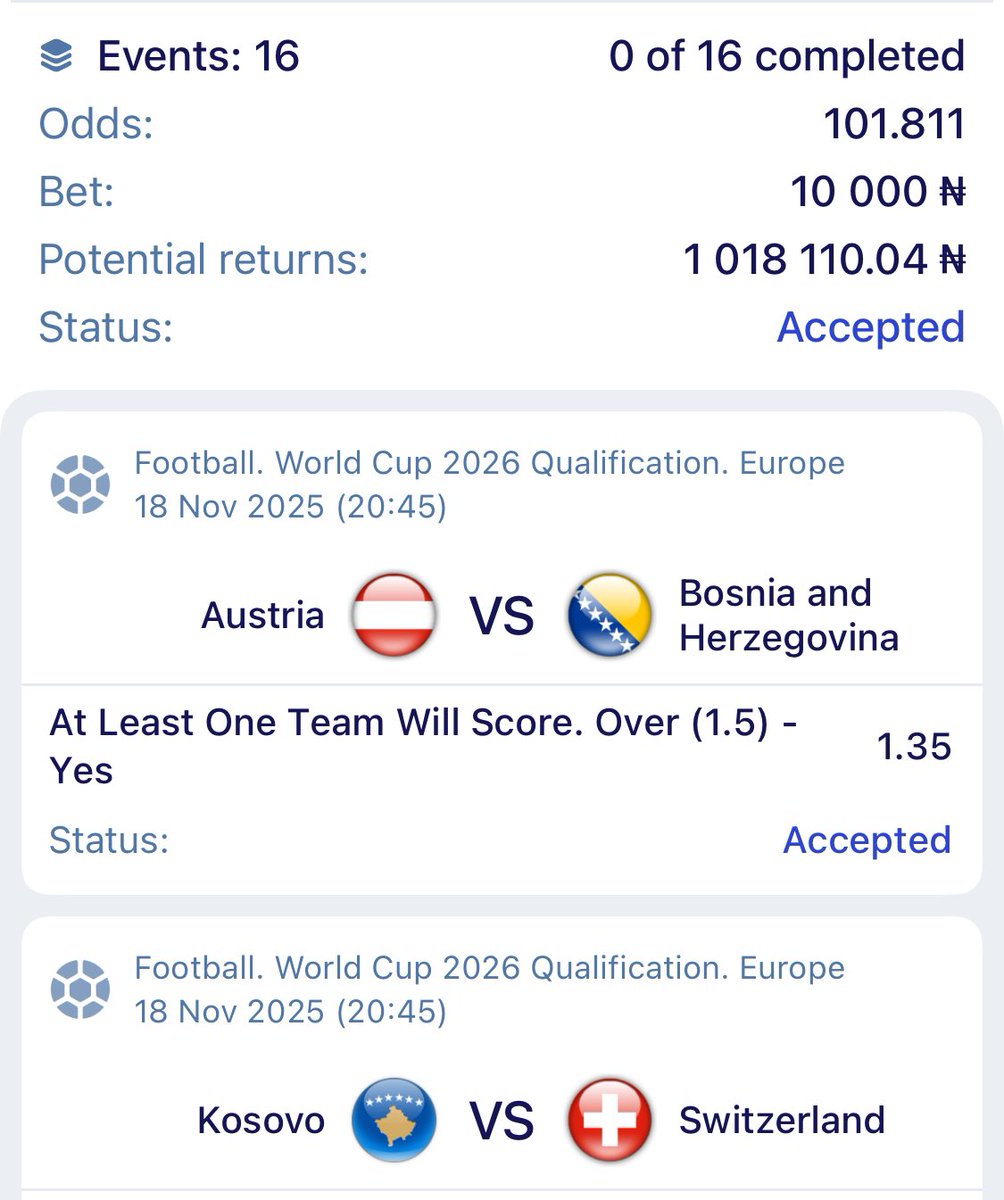 101 odds Goals Acca on Paripesa 🤩🤩🤩

5X8T4

Don't have PariPesa account?
Register here 👉paripesa.bet/adt
Use promo code 👉 ADT