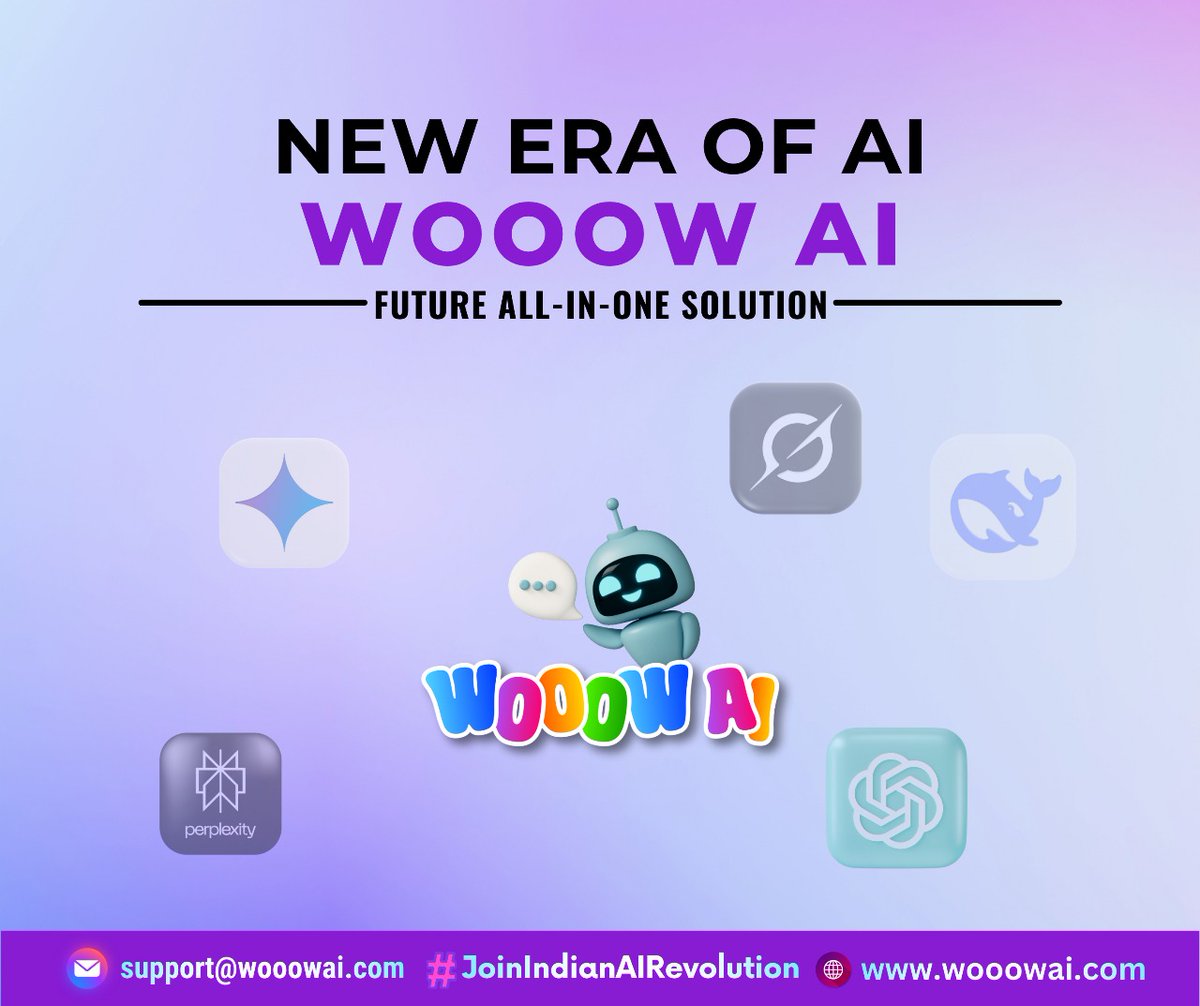 kaushal_parvesh's tweet image. ✅ WOOOW AI represents the New Era of AI—smart, fast, and future-ready. Designed as a complete All-In-One Solution, it brings automation, creativity, learning, and productivity together on a single platform. 

✅ Register FREE Now :
wooowai.com/register?aff=Z…

#TGSPLIndia #WOOOWAI