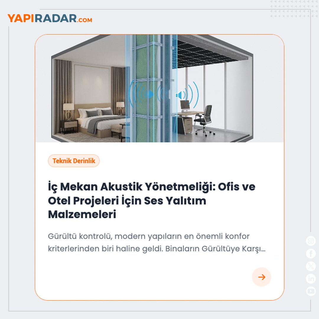 yapiradar's tweet image. AKUSTİK UYARI 
Ofis/Otel projelerinde Akustik Performans Belgesi olmadan iskan yok!

Lüks bitti, yasal zorunluluk başladı.

Makaleyi okuyun: yapiradar.com/blog/ic-mekan-…

#AkustikYönetmeliği #SesYalıtımı #İnşaat #Mimarlık #OtelProjesi #Yapı
