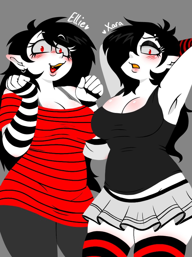 Drew my favorite girl Ellie and my new oc, Xara! 
Cute litttle ex gfs :D ❤️